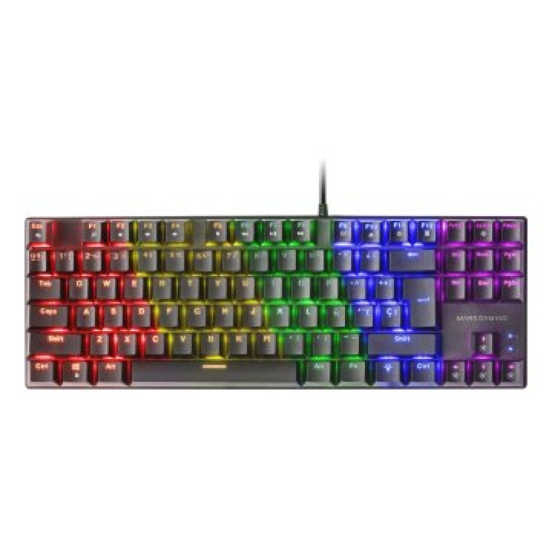 Mars Gaming MK80 Negro, Teclado Gaming Mecánico TKL FRGB, Antighosting, Switch Mecánico Marrón, Idioma Italiano