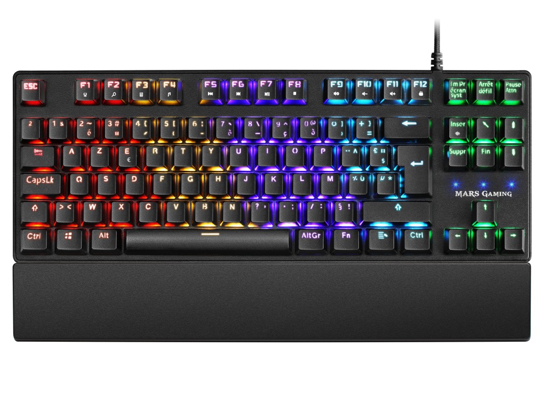 Mars Gaming MKXTKLBFR Teclado Mecánico Ultra-compacto TKL RGB Reposamuñecas Switch OUTEMU SQ Azul Idioma Francés