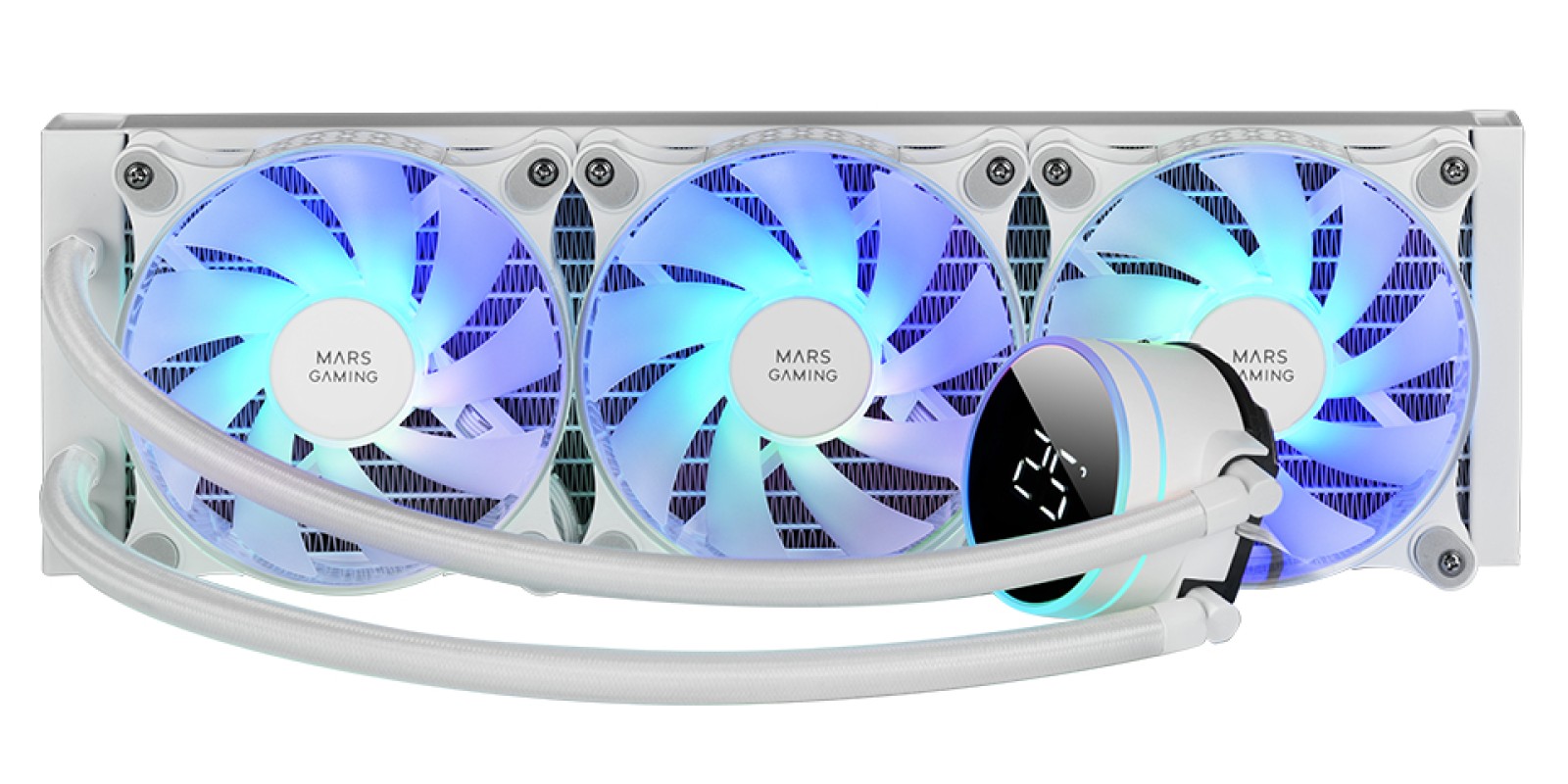 Mars Gaming ML-LCD360, Refrigeración Líquida AIO, TDP 600W, 3x Ventiladores FDB ARGB 120mm, Pantalla LCD con Monitoreo de Temperatura, Bomba Opti-Ch