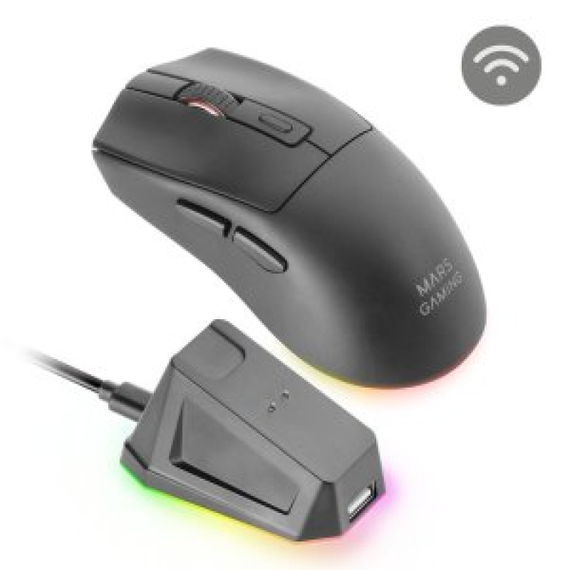 Mars Gaming MM-T3 ratón Juego mano derecha RF Wireless + Bluetooth + USB Type-C Óptico 14400 DPI