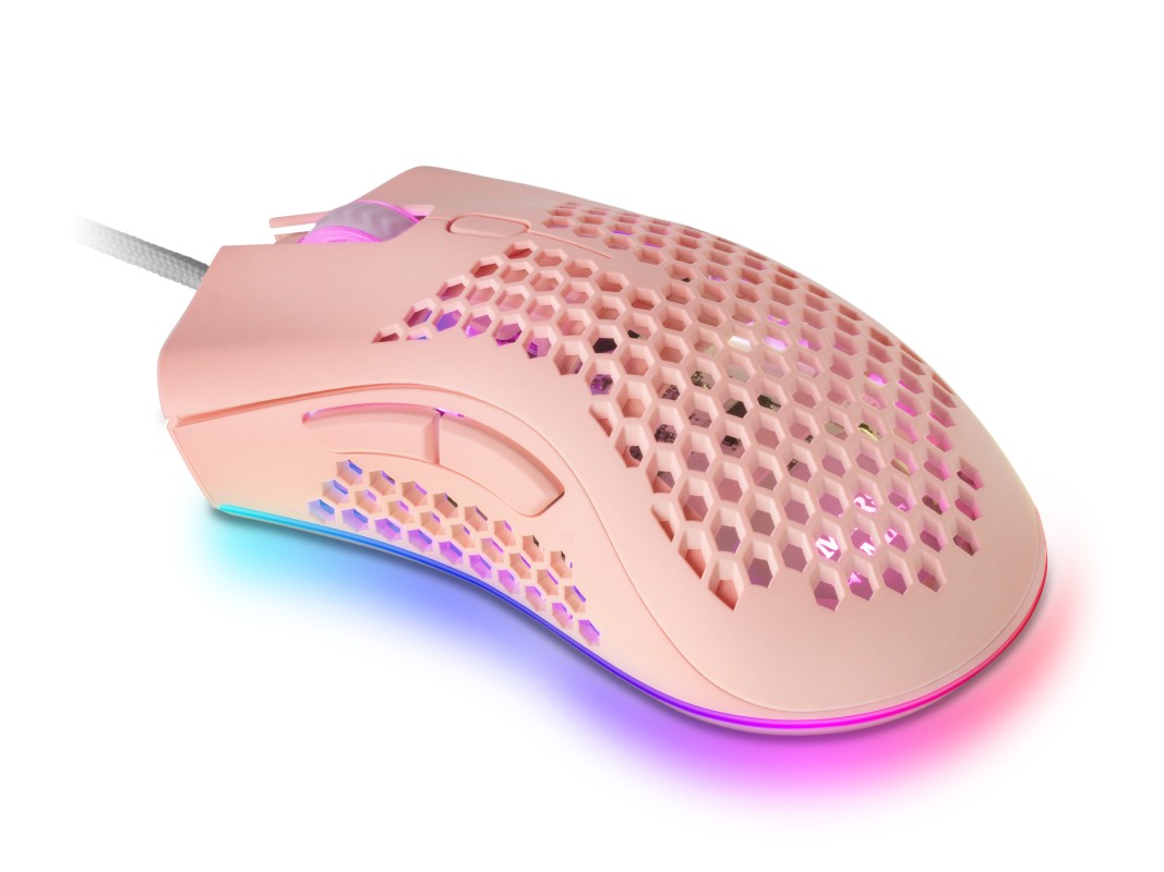 Mars Gaming MMEXP, Ratón Gaming RGB Ultraligero Rosa