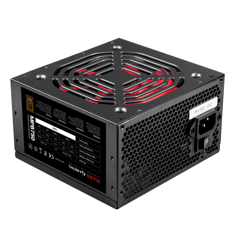 Mars Gaming MPB750 unidad de fuente de alimentación 750 W 20+4 pin ATX ATX Negro, Rojo