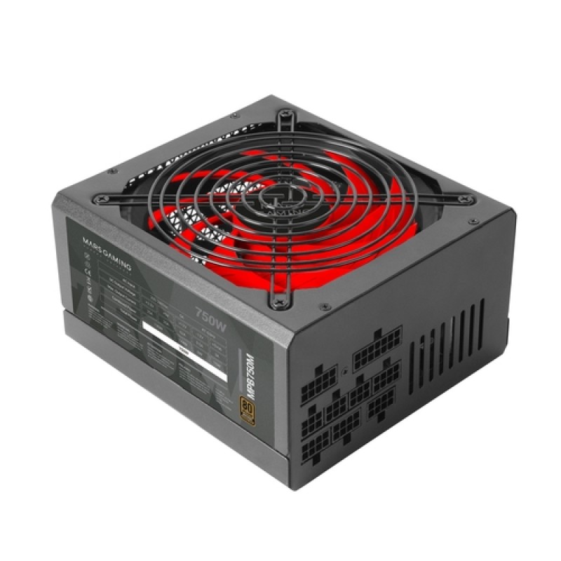 Mars Gaming MPB750M, Fuente Alimentación Modular ATX 750W, 6 Años Garantía, 80Plus Bronze 230V, Tecnología Silenciosa AI-RPM, 90% Eficiencia, Negr