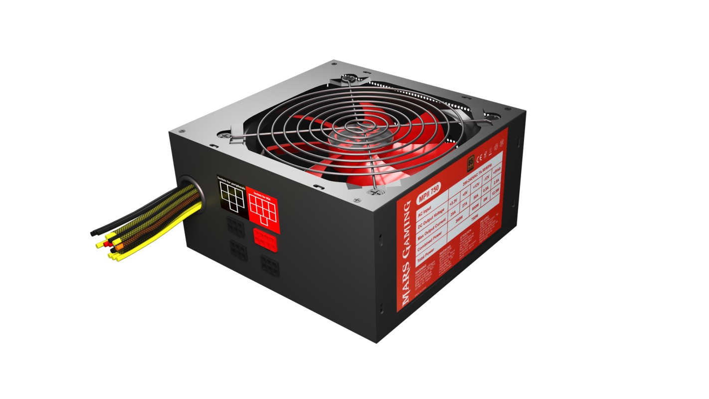 Mars Gaming MPII750 unidad de fuente de alimentación 750 W 20+4 pin ATX ATX Negro, Rojo