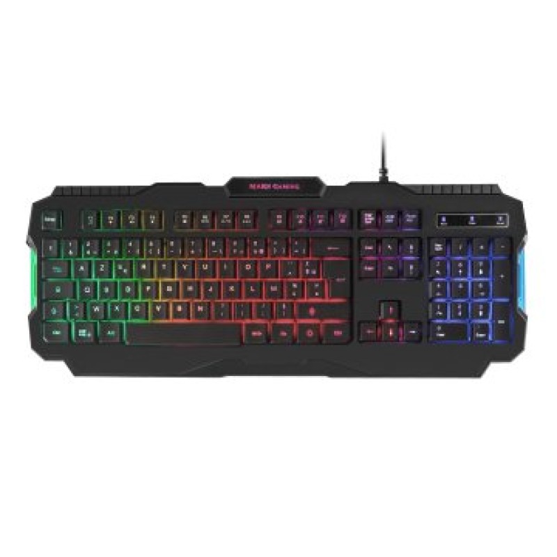 Mars Gaming MRK0FR, Teclado Gaming, Iluminación RGB Rainbow, Antighosting, Idioma Francés