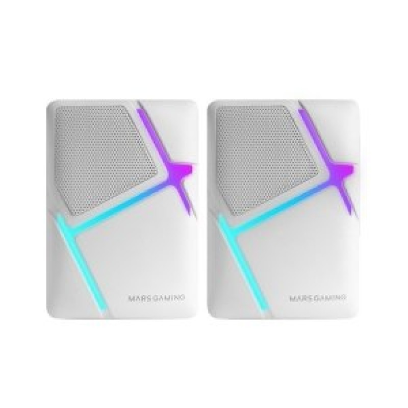 Mars Gaming MS-H, Altavoces Gaming RGB Flow, Drivers Invertidos y Sonido 3D-Surround 10W, Altavoces Compactos con Caja de Control de Volumen, Conexió