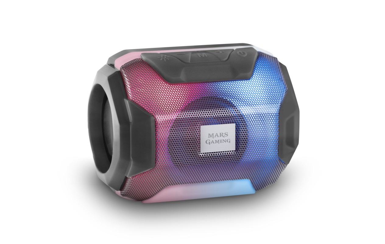 Mars Gaming MSBAX, Altavoz Bluetooth RGB, Compacto,10W, USB/MicroSD/Radio, Negro