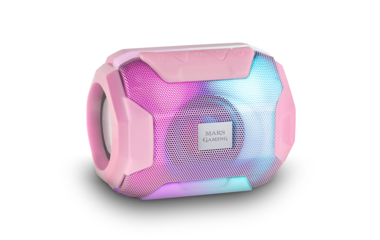 Mars Gaming MSBAXP, Altavoz Bluetooth RGB, Compacto,10W, USB/MicroSD/Radio, Rosa