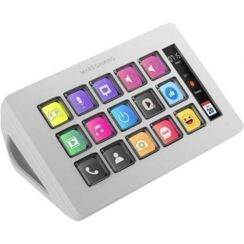 Mars Gaming MSD-ONE, Control Deck Slim, 15 Teclas LCD Personalizables, Pantalla LCD Ampliada, Software de Control y Plug-ins, Control Deck Compacto co