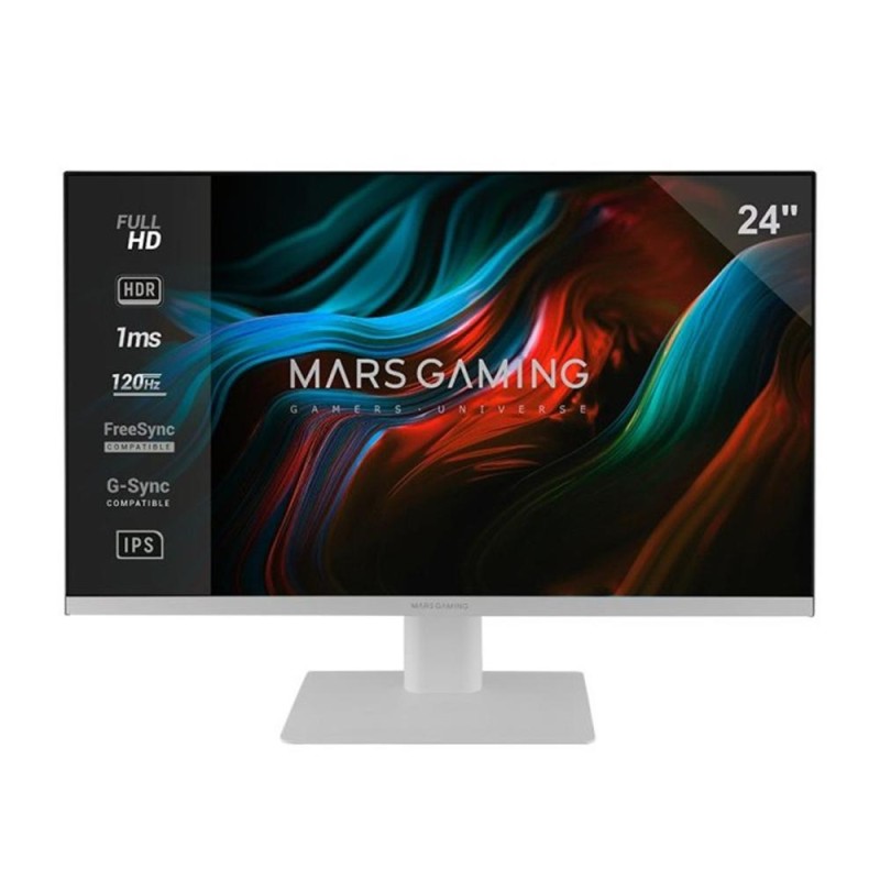Mars Gaming MV-24, Monitor 24" IPS FHD 120Hz, HDR10 1ms, FreeSync y G-SYNC, Monitor PC con Altavoces Integrados, Inclinación 25º, Low Blue Light y F
