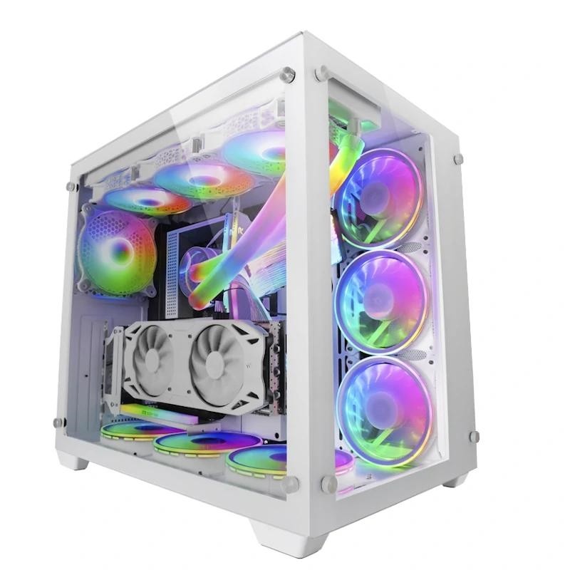 Mars Gaming Torre Gaming Custom XXL E-ATX, Ventana Cristal Templado Lateral y Frontal, Estructura Modular Doble Cámara, MCV3, Color Blanco