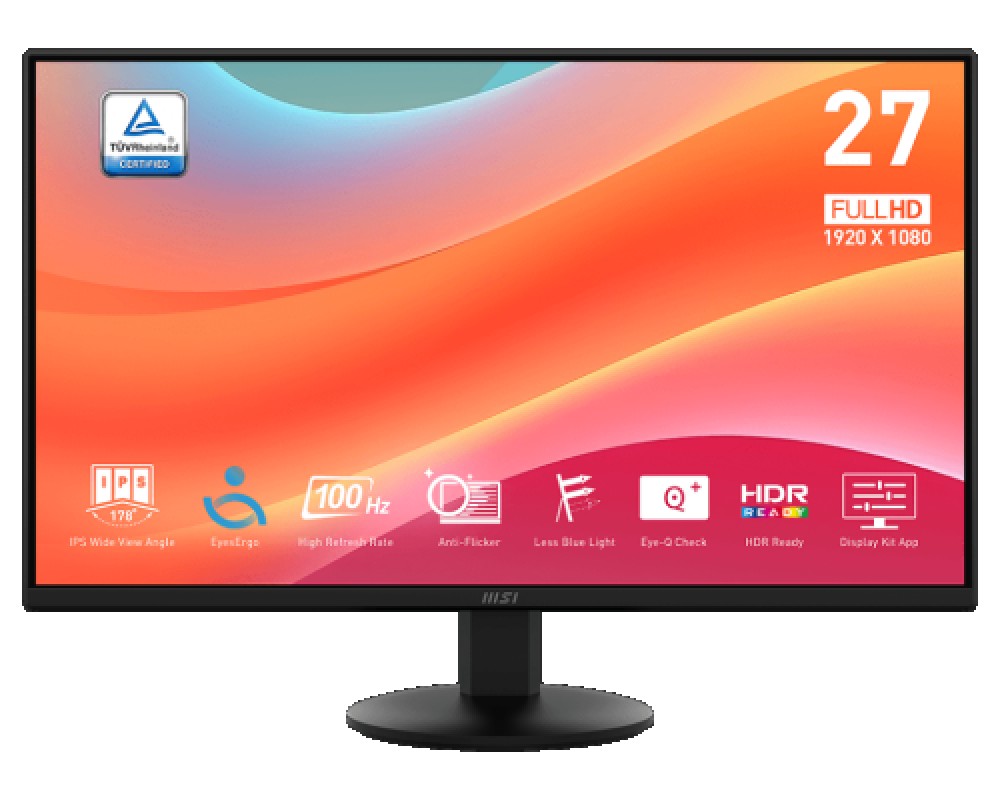 Monitor msi 27" pro mp272l  plano ips. 1920x1080 . 100hz. negro
