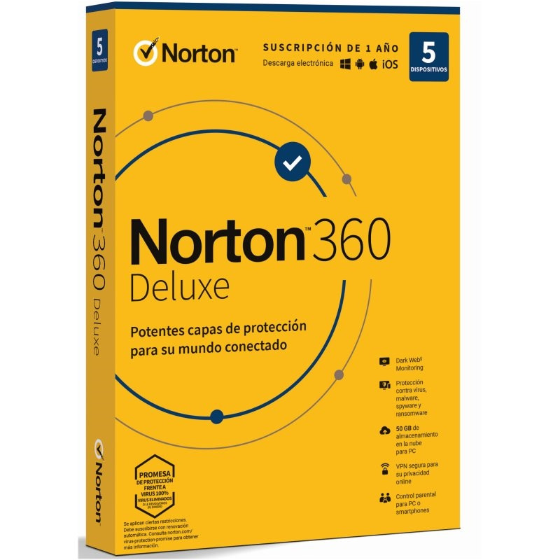 NORTON 360 DELUXE 50GB ES 1 USER 5 DEVICE 1 AÑO BOX