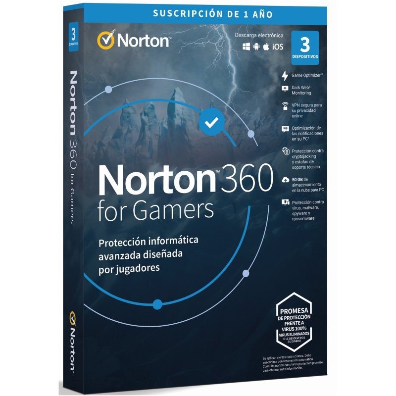 NORTON 360 FOR GAMERS 50GB ES 1 USER 3 DEVICE 1 AÑO BOX