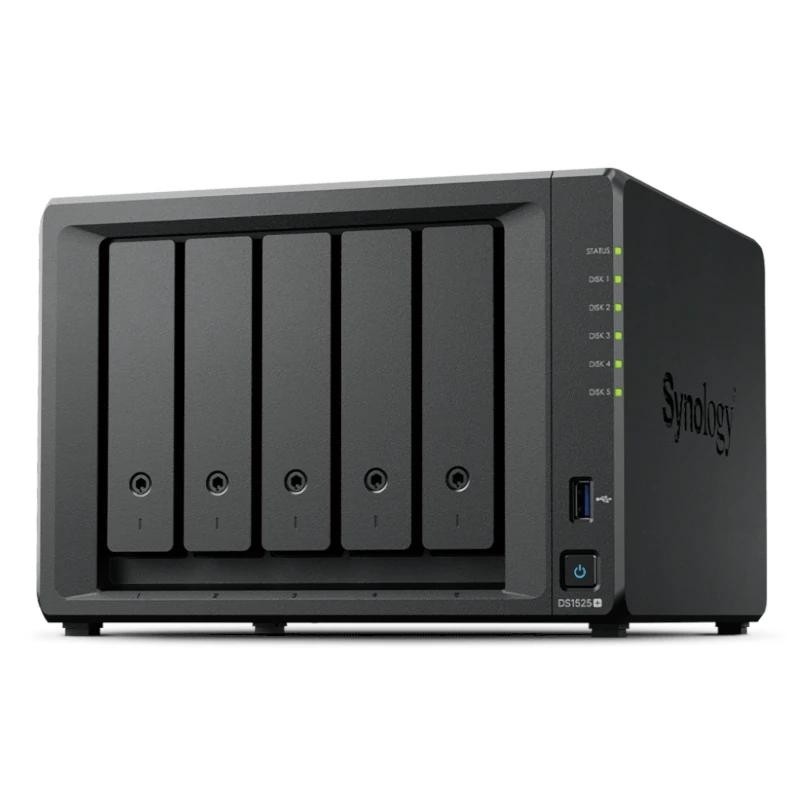 Nas synology diskstation ds1525+ servidor de almacenamiento ryzen embedded v1500b 8 gb ddr4 0 tb negro