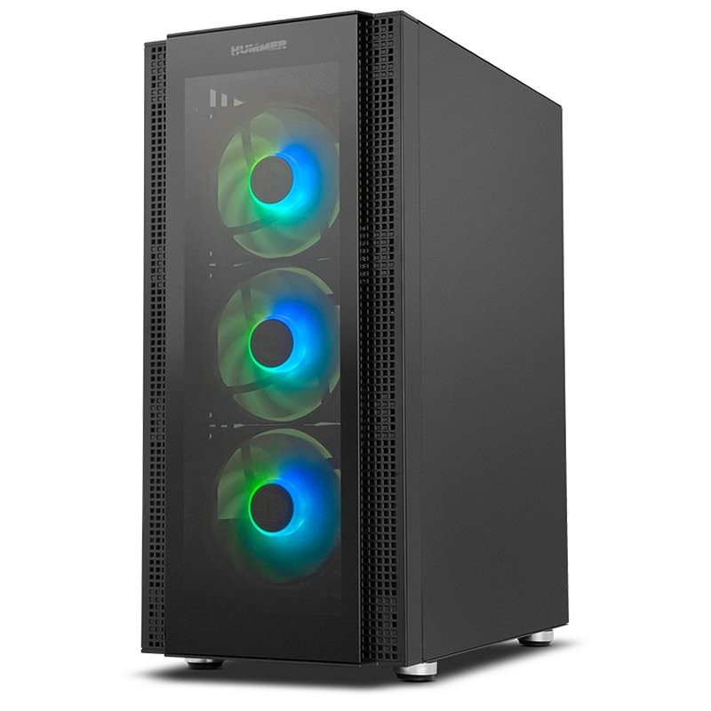 Nox Hummer Horus - Caja ATX - Lateral y frontal transparente cristal templado - Ventiladores LEDs ARGB - 1 x USB 3.0 - 2 x USB 2.0 - Admite refrigerac