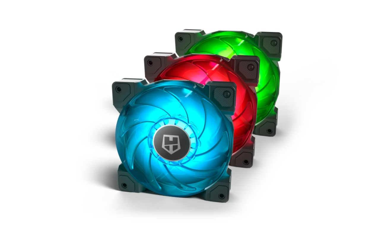Nox ventilador 120x120 hummer h-sync rgb pack 3uds control pwm/ conector de 4 pines