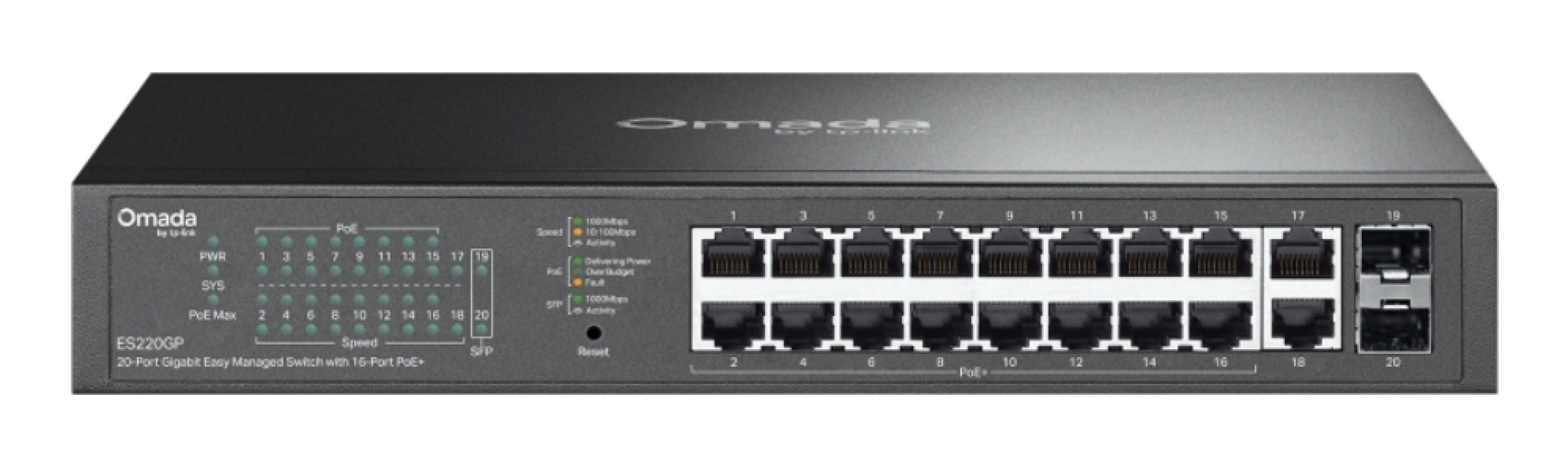 OMADA ES220GP switch Gestionado Gigabit Ethernet (10/100/1000) Energía sobre Ethernet (PoE) Negro