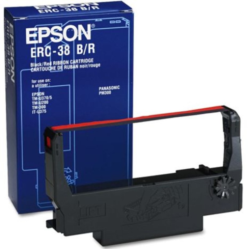 ORIGINAL EPSON CINTA IMPRESORA COLORES ERC-38BR BLACK-RED TM300A/300B/300C/300D/U200D/U210D/U300A/U300B/U300C/U300D SAMSUNG SRP 270/275  TMV/210PD TM