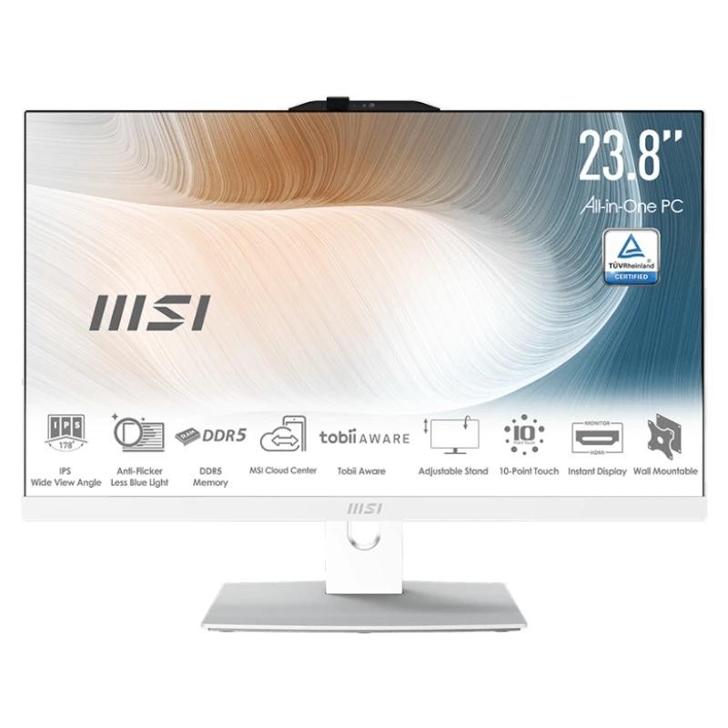 Ordenador all in one msi am242p - 2089xeu core 5 - 120u -  16gb -  ssd 512gb -  23.8 pulgadas fhd -  freedos blanco