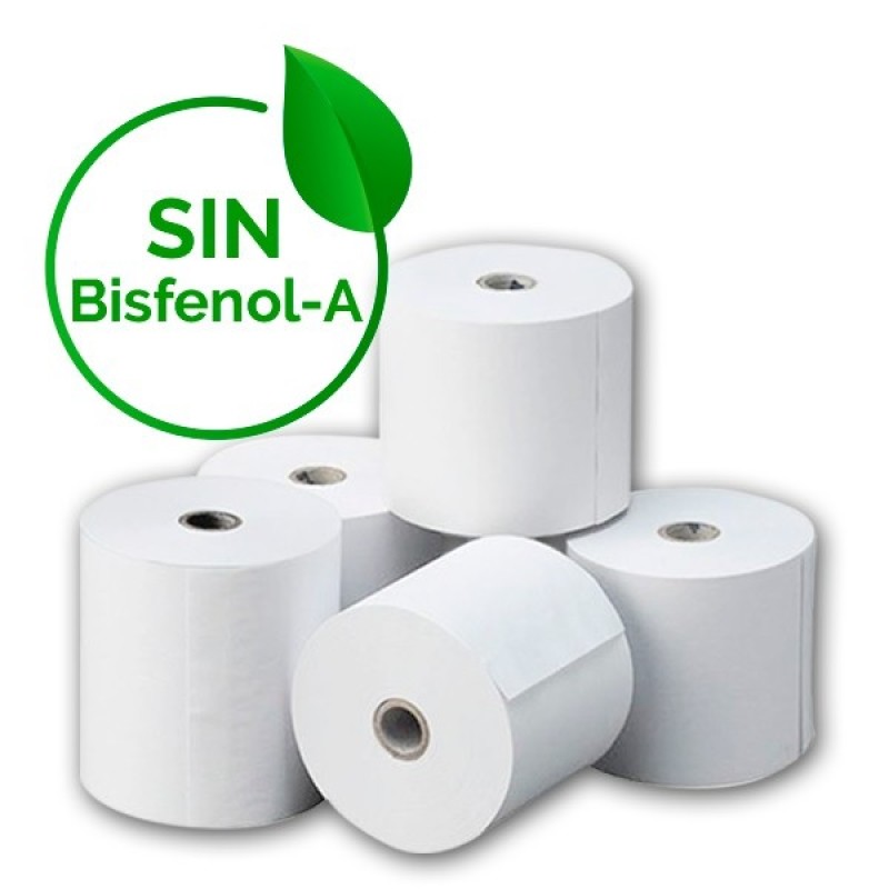 PACK DE 8 ROLLOS DE PAPEL TERMICO DE 80x80mm LIBRE DE BISFENOL A