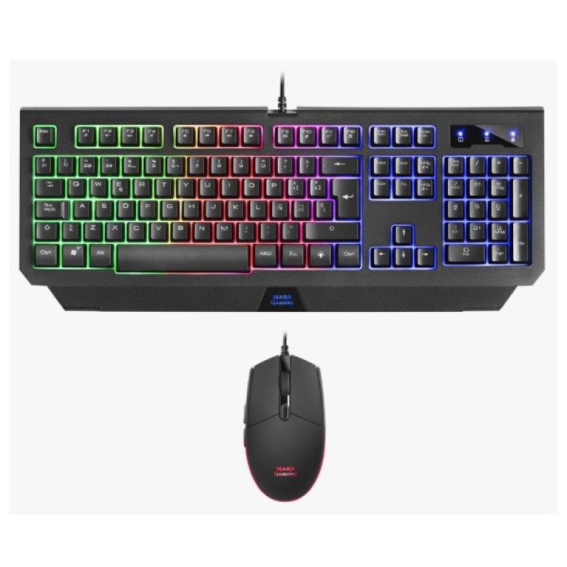 PACK TECLADO Y MOUSE MARS GAMING MCP100 MOUSE 3200dpi HUANO RGB TECLADO H-MECHANICAL RED RGB ANTI-GHOSTING