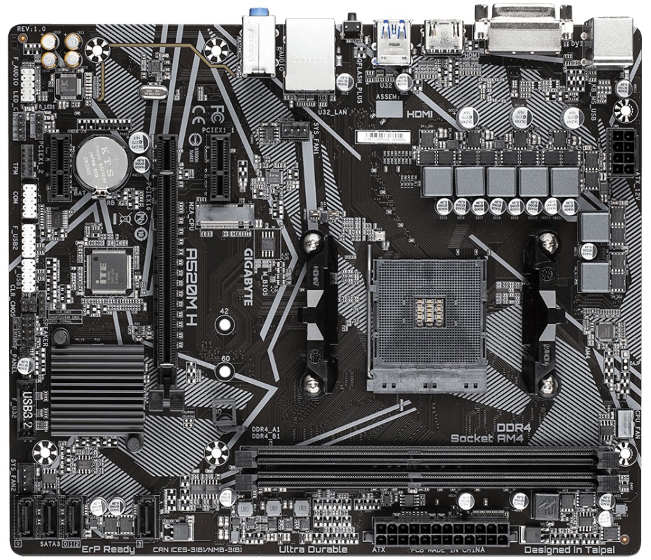 PB AMD SAM4 GIGABYTE A520M-H 2XDDR4  PCIE 4SATA 1HDMI 4USB32 6USB2 M2 MATX