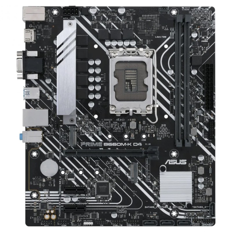 PB ASUS PRIME B660M-K D4 Skt 1700  Intel Gen 12º/13º M-ATX 2xDDR4 3200MHz 3PCIE M.2-4.0x4 RAID 1GLAN USB3.2