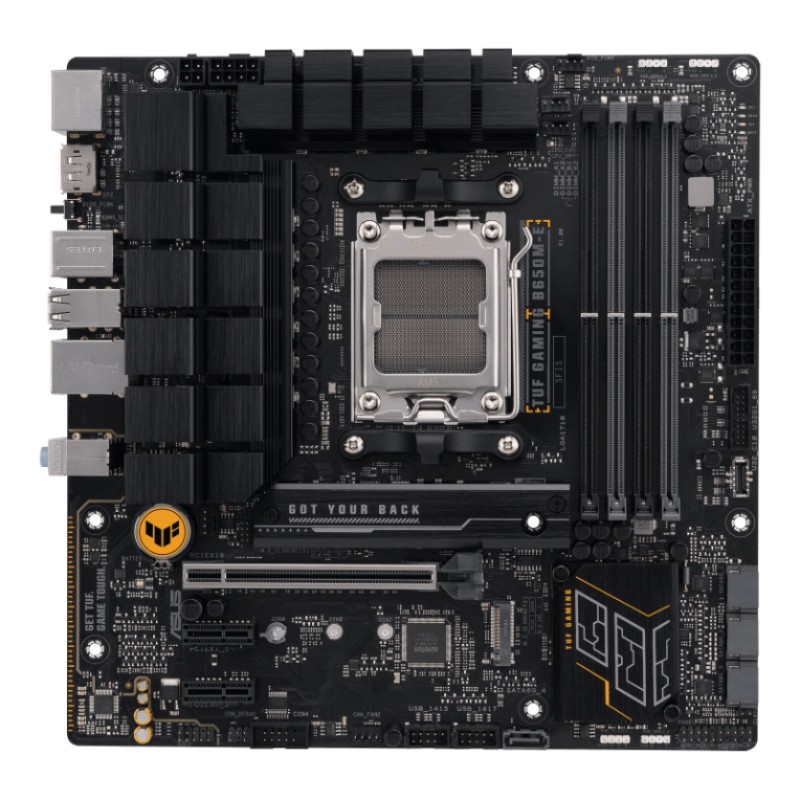 PLACA ASUS TUF GAMING B650M-E,AMD,AM5,B650,4DDR5,128GB,HDMI+2DP,4SATA3+2M.2,2.5GB,6USB3.2,MATX