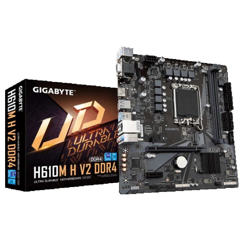 PLACA GIGABYTE H610M H V2 DDR4,INTEL,1700,H610,2DDR4,64GB,VGA+HDMI,GBLAN,4SATA3+M.2,4USB3.2,MATX