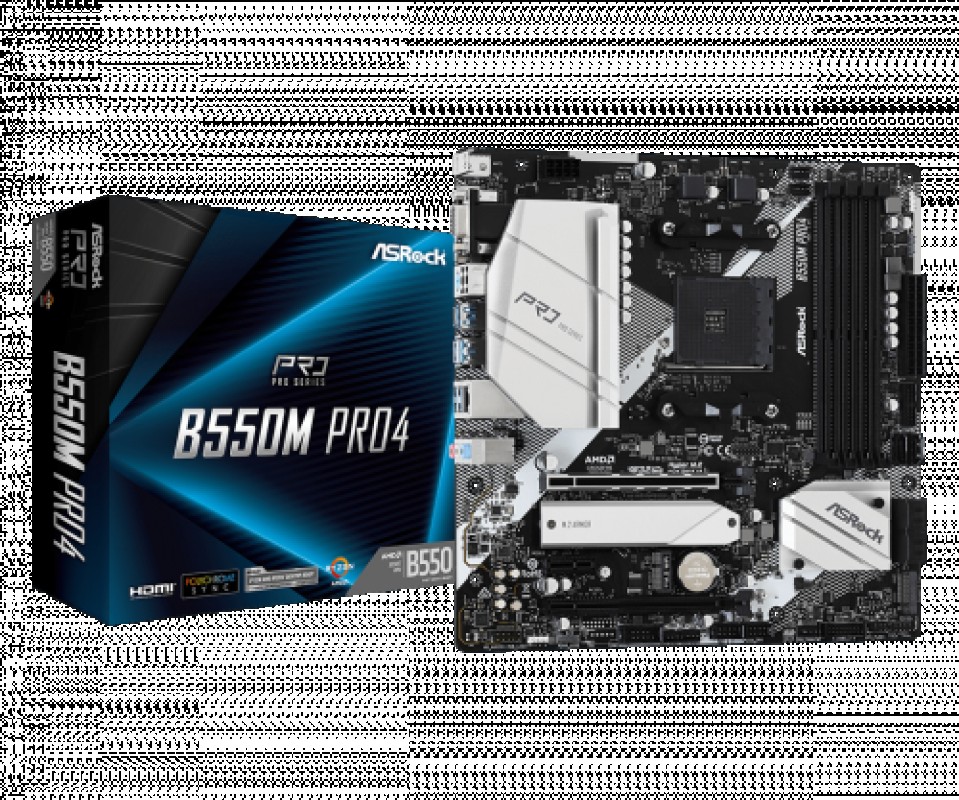 Placa base AM4 microATX Asrock B550M Pro4 - 4xDDR4 (hasta 128GB 4533 Mhz OC) - 6 x SATA RAID - 2 x M.2 - USB 2.0 (2/4) - USB 3.1 (5/4) - 1 x USB-C 3.1