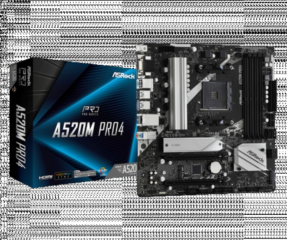 Placa base asrock a520m pro4 amd am4 matx  ultra m.2 8xusb port vga hdmi 4k