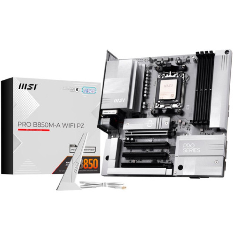 Placa msi pro b850m-a wifi pz,amd,am5,b850,4ddr5,256gb,1hdmi+1dp,4sata3+2m.2,5g lan,6usb3.2,matx