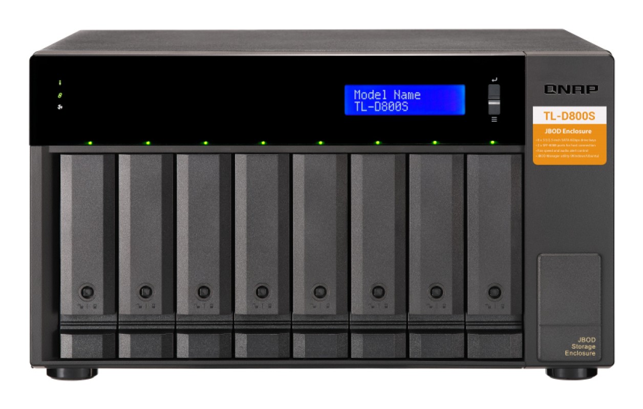 QNAP TL-D800S caja para disco duro externo Carcasa de disco duro/SSD Negro, Gris 2.5/3.5"