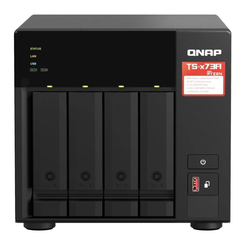 QNAP TS-473A + QSW-1105-5T Bundle Pack NAS Torre Ryzen Embedded V1500B 8GB DDR4 0 TB QNAP Turbo System Negro