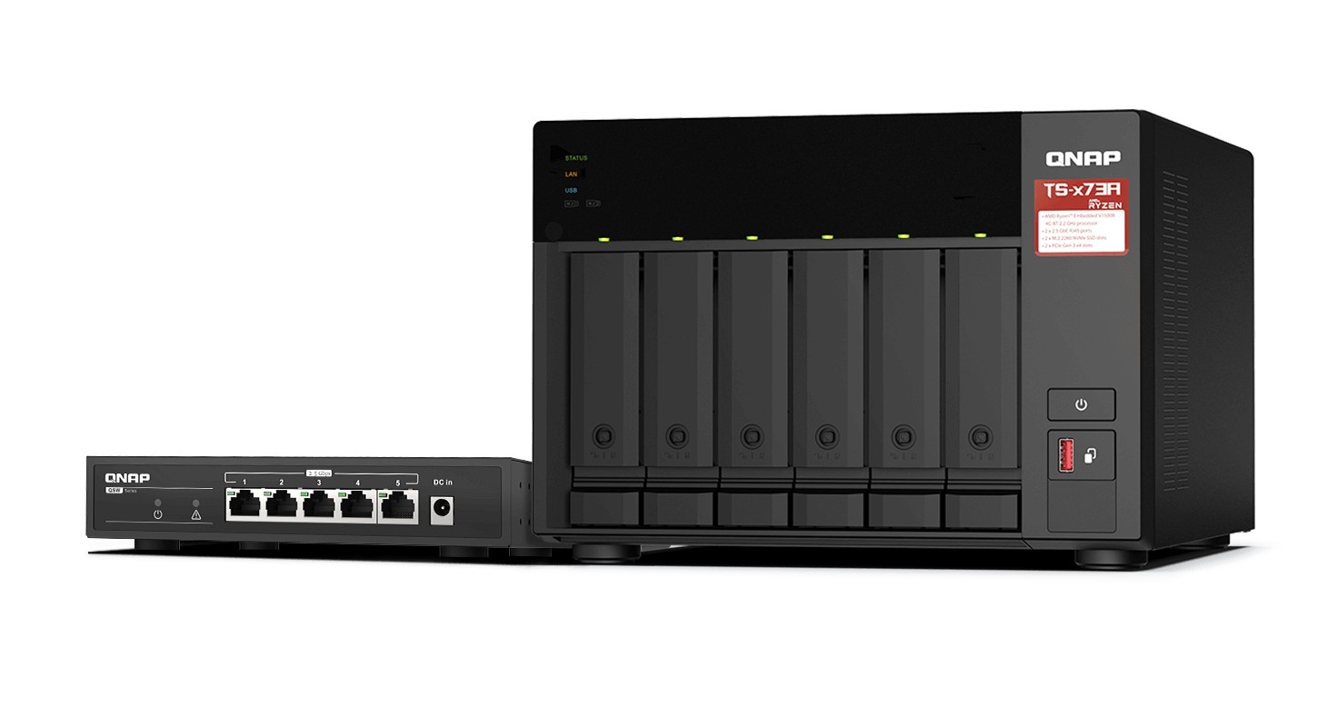 QNAP TS-673A-SW5T servidor de almacenamiento NAS Torre Ryzen Embedded V1500B 8GB DDR4 0 TB QNAP QTS Negro