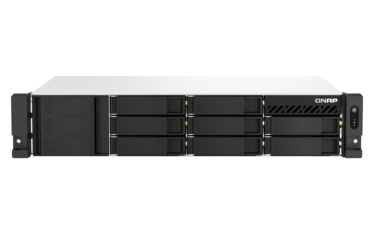 QNAP TS-873AeU-RP NAS Bastidor (2U) Ryzen Embedded V1500B 4GB DDR4 0 TB QuTS hero Negro