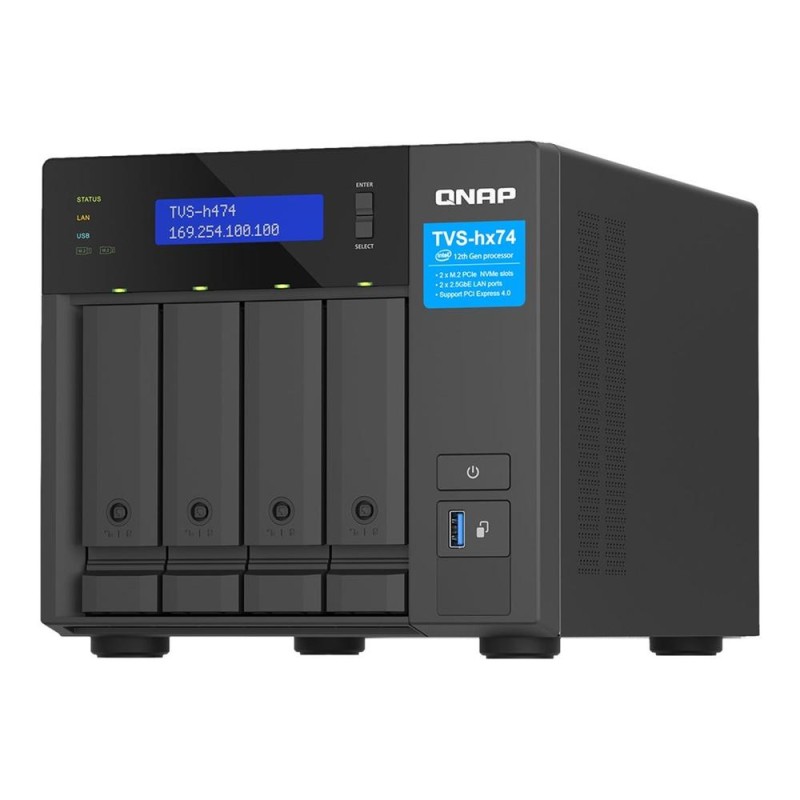 QNAP TVS-H474 NAS Torre Intel® Pentium® G7400 8GB DDR4 0 TB QuTS hero Negro