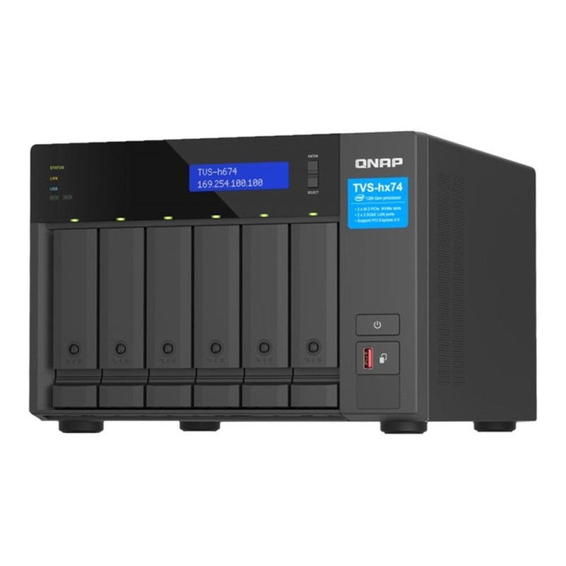QNAP TVS-H674 NAS Torre Intel® Core™ i5 i5-12400 32GB DDR4 0 TB QuTS hero Negro