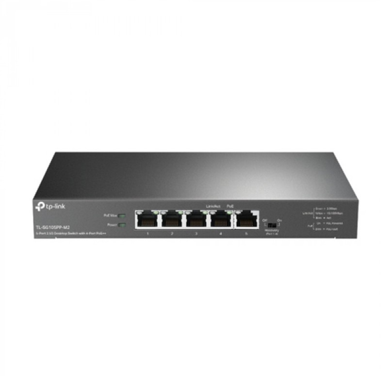 SWITCH NO GESTIONABLE TP-LINK TL-SG105PP-M2 5P 2.5G CON POE++ DE 4P ADMITE 60W POR PUERTO MAX 123W