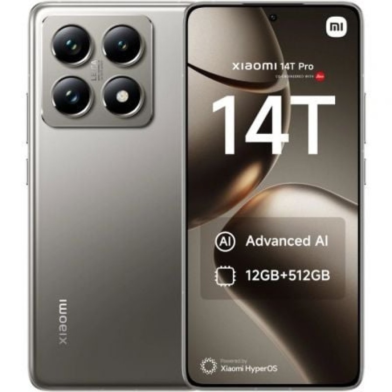 Smartphone XIAOMI 14T Pro - 5G · NFC · MediaTek Dimensity 9300 · 6,67 HDR10+ · 12GB · 512GB · HyperOS · Gris Titanio