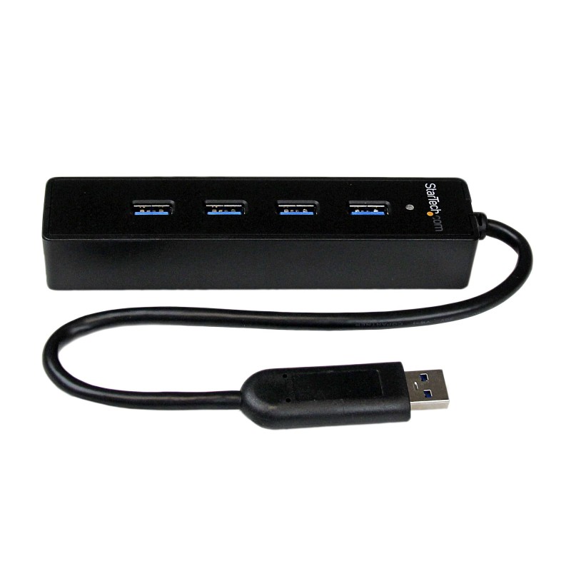 StarTech.com Adaptador Concentrador Hub Ladrón USB 3.0 Super Speed Portátil de 4 Puertos Salidas - Negro