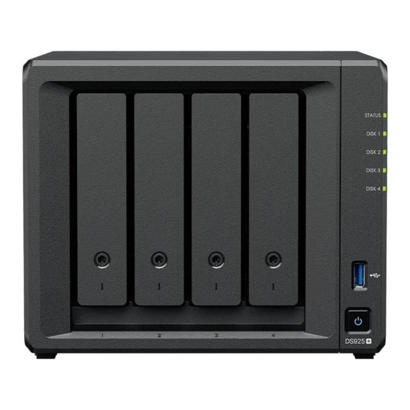 Synology DS925+ NAS - 4 bahías (3.5"/2.5") - 1 x M.2 - AMD Ryzen V1500B 4 núcleos - 4GB ECC SoDimm - 2 zócalos memoria (1 usado) - 2x2.5GbE - 2xUSB