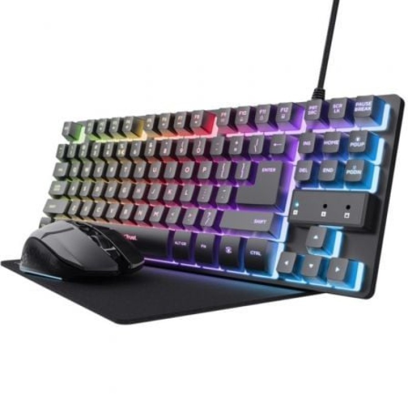 TECLADO MOUSE Y ALFOMBRILLA TRUST GAMING GXT 794 RGB RATON WIRELESS 4800DPI TECLADO CABLE