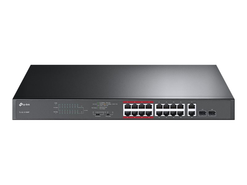 TP-LINK TL-SL1218MP switch Gigabit Ethernet (10/100/1000) Energía sobre Ethernet (PoE) Negro