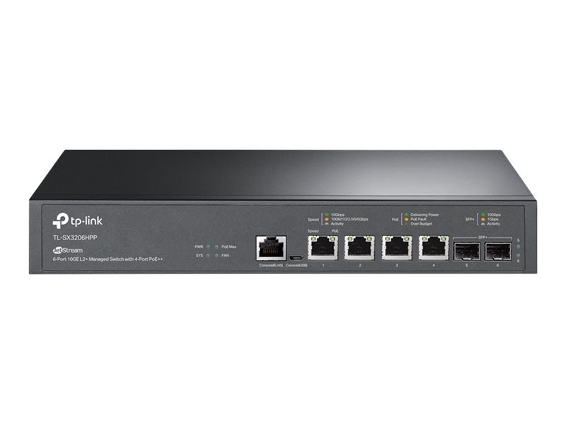 TP-Link JetStream TL-SX3206HPP switch Gestionado L2+ 10G Ethernet (100/1000/10000) Energía sobre Ethernet (PoE) Negro