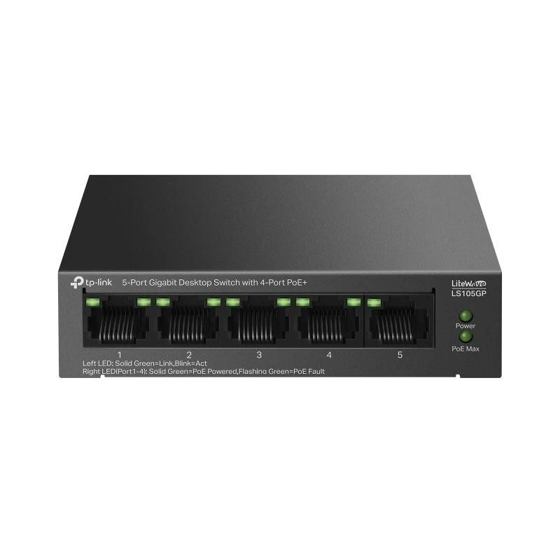 TP-Link LiteWave LS105GP switch No administrado Gigabit Ethernet (10/100/1000) Energía sobre Ethernet (PoE) Negro