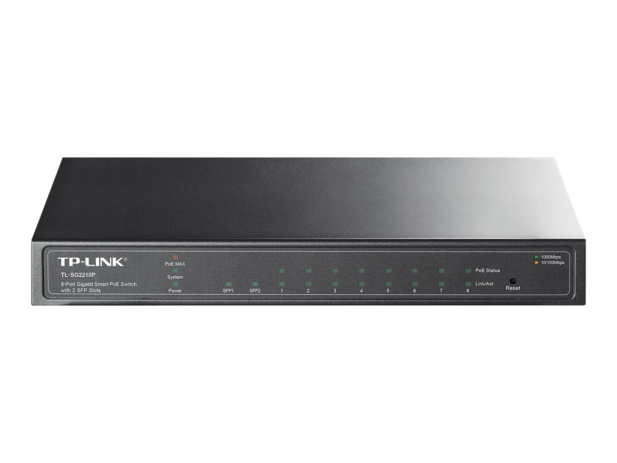 TP-Link TL-SG2210P 8-Port Gigabit Smart PoE Switch with 2 SFP Slots - conmutador - 8 puertos - Gestionado