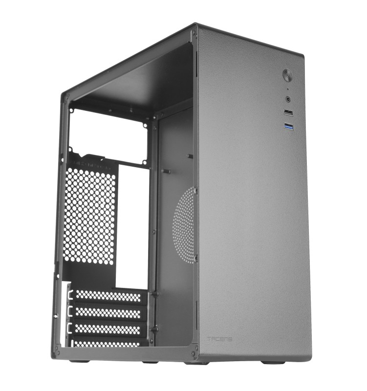 Tacens ORUMX, Caja Minitorre Slim Micro-ATX Ultra Compacta, Estructura de Acero, Ventilador 80mm, Negro