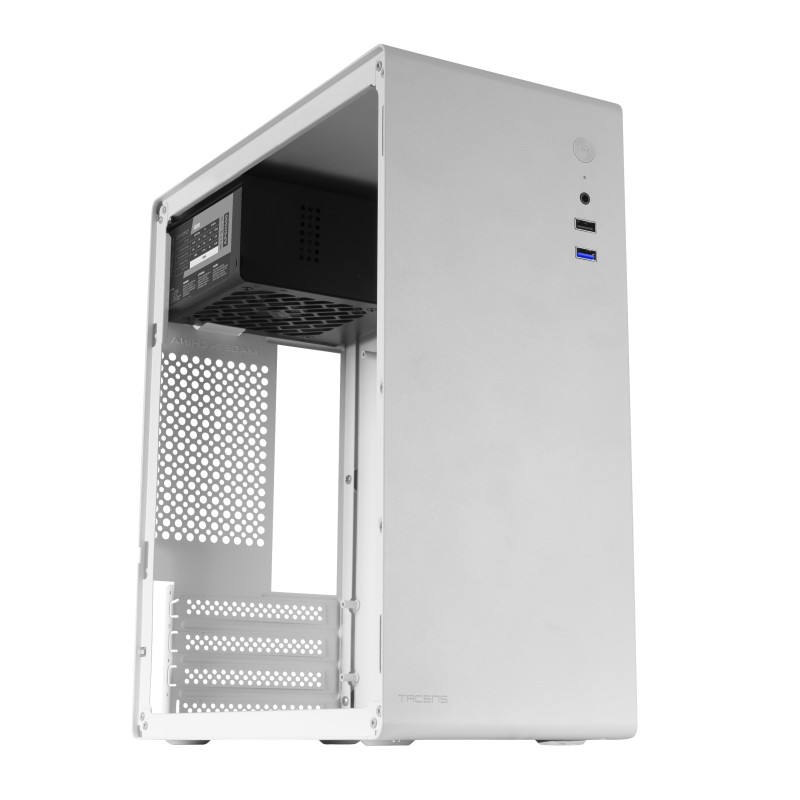 Tacens ORUMX500, Caja Minitorre Slim Micro-ATX + Fuente de Alimentación SFX 500W, Ultra Compacta, Estructura de Acero, Ventilador 80mm, Blanco